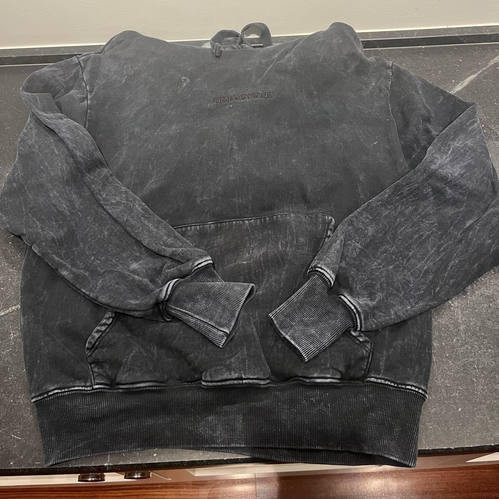 RARE Women’s Soulcycle Acid Wash Black Hooded Sweatshirt Size Small